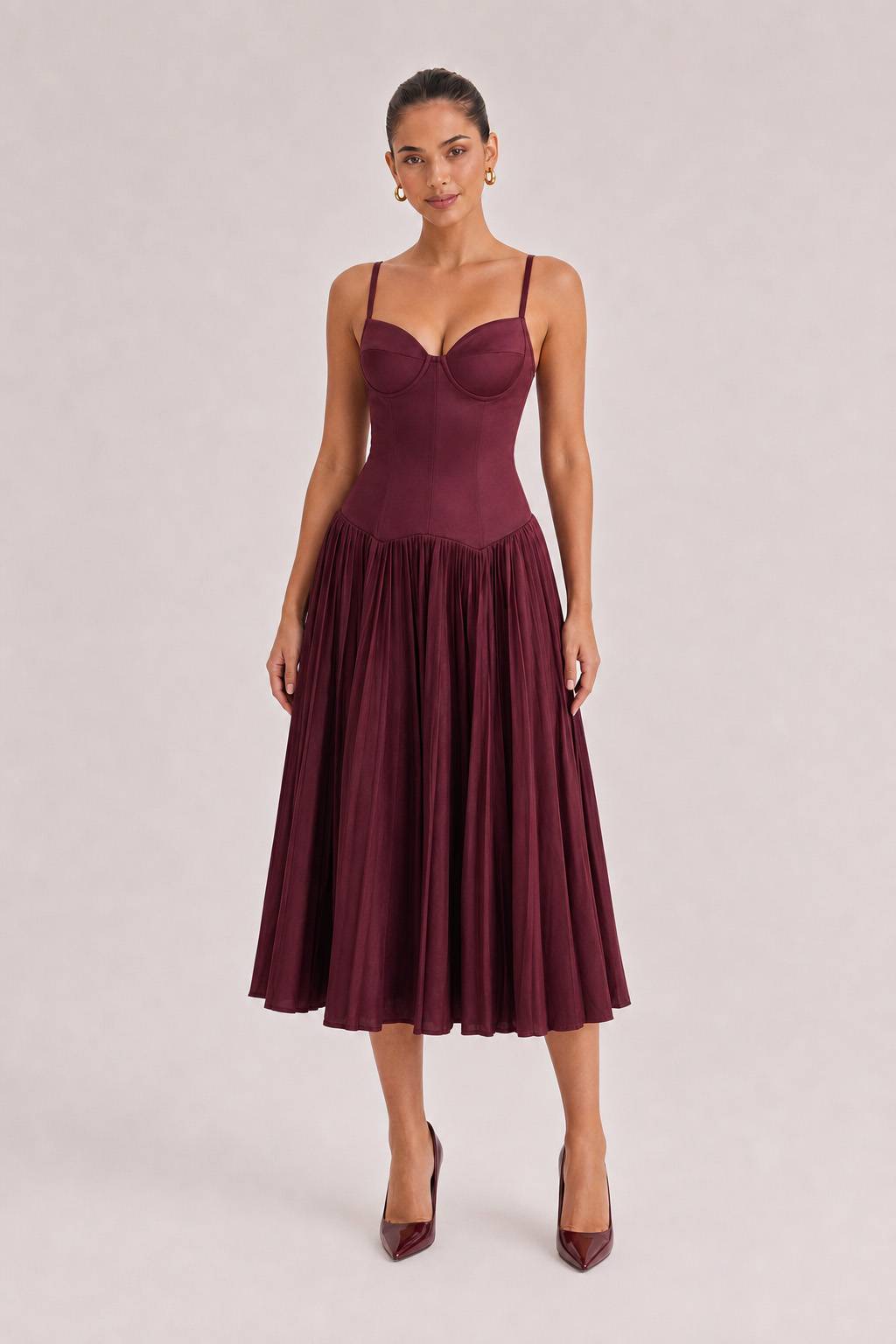 Elegant Sexy Sling Fit Pleated Maxi Dress