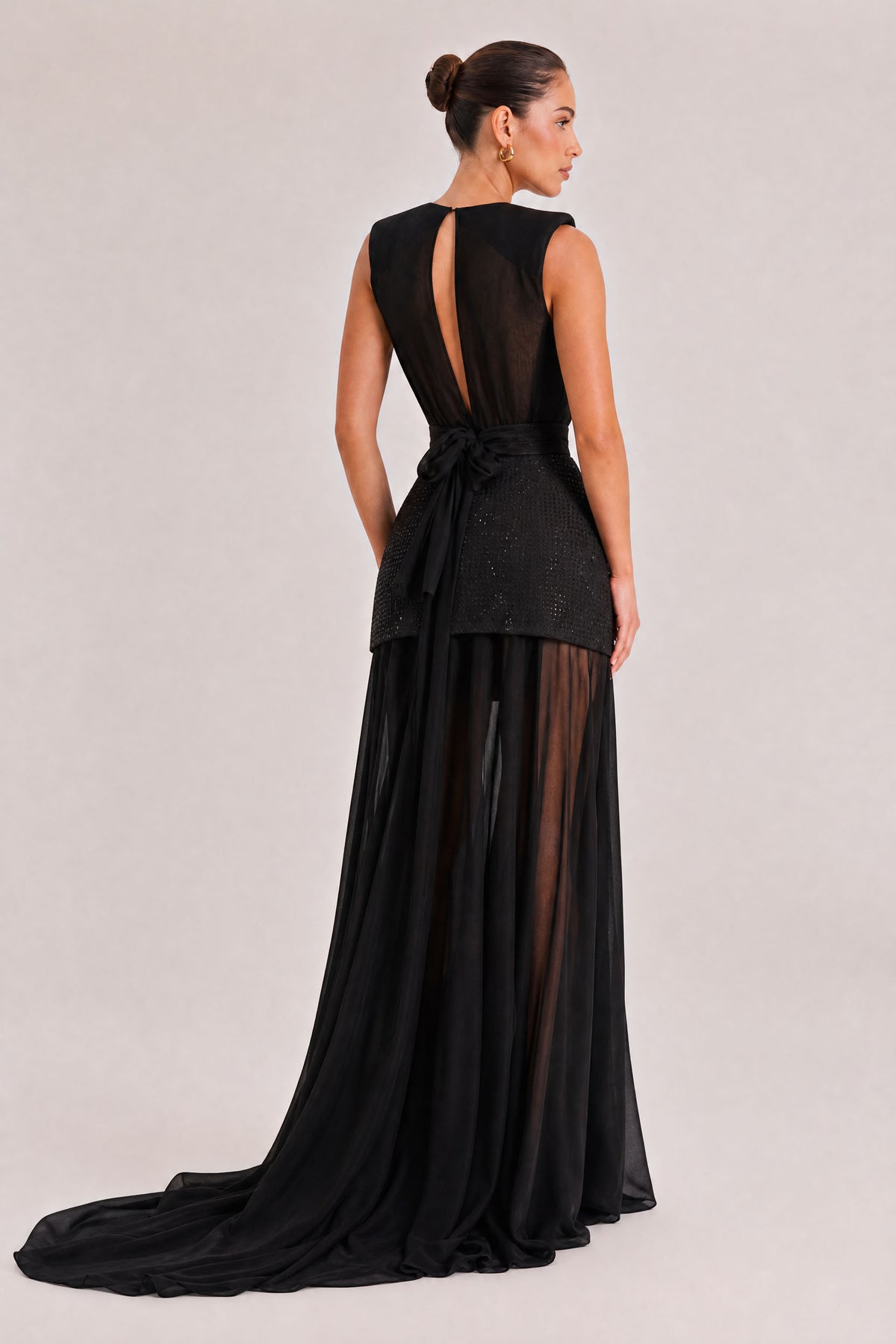 Unique Belt Perspective Skirt Maxi Dress