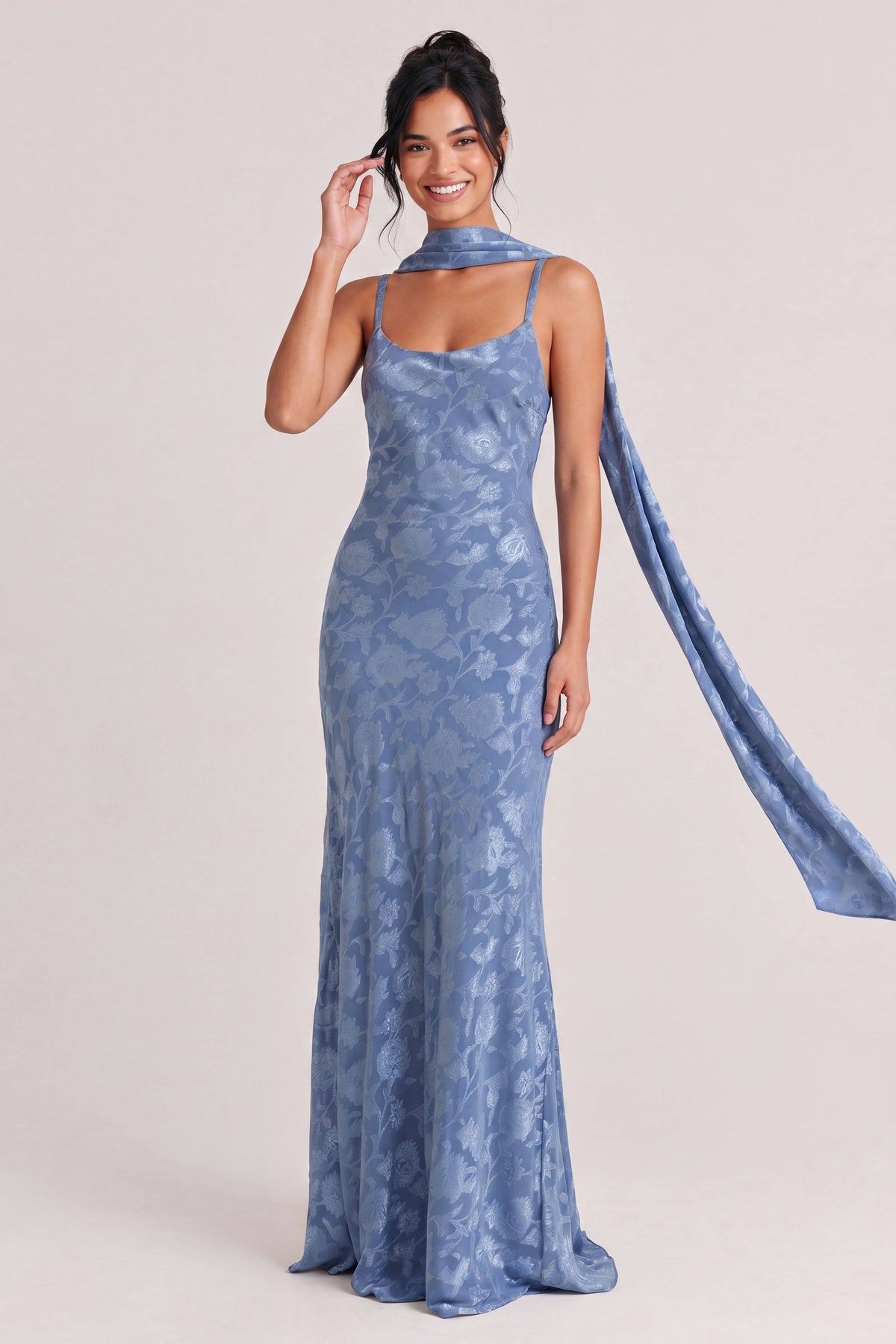 Elegant Satin Jacquard Maxi Dress