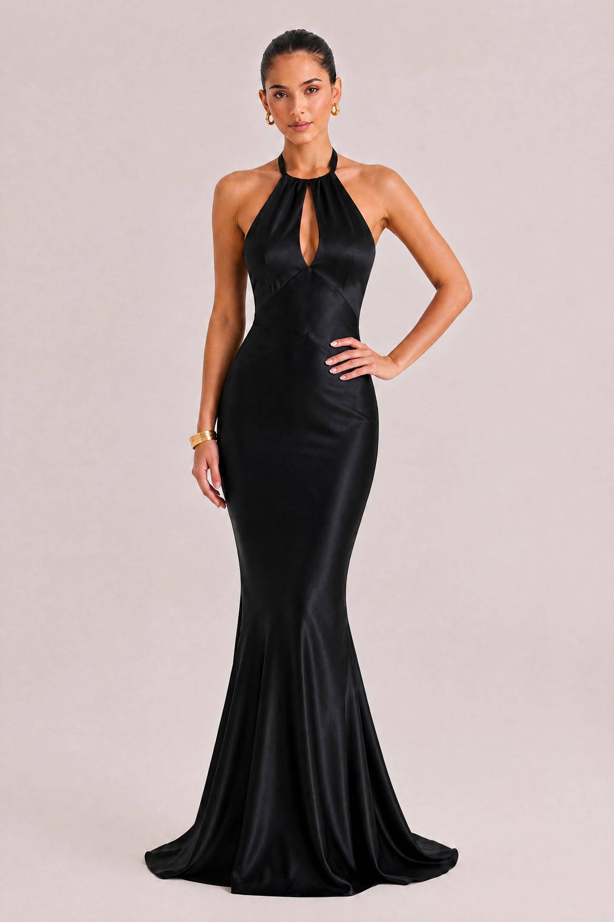 Sexy Halter Neck Keyhole Bodycon Maxi Dress