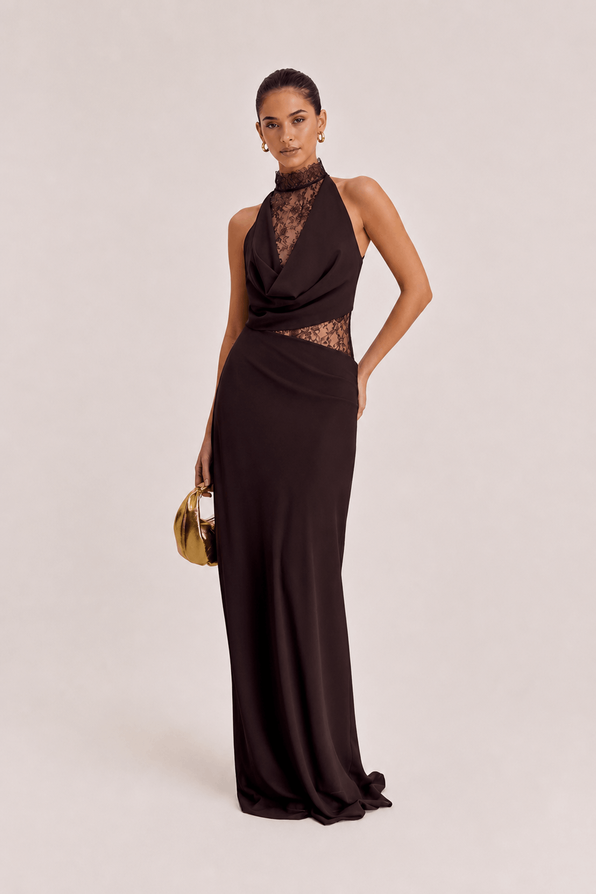 Elegant Chiffon Lace Spaghetti Strap Maxi Dress