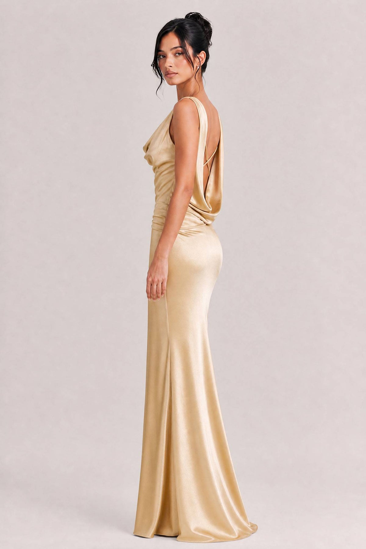 Elegant Swing Collar Backless Maxi Dress