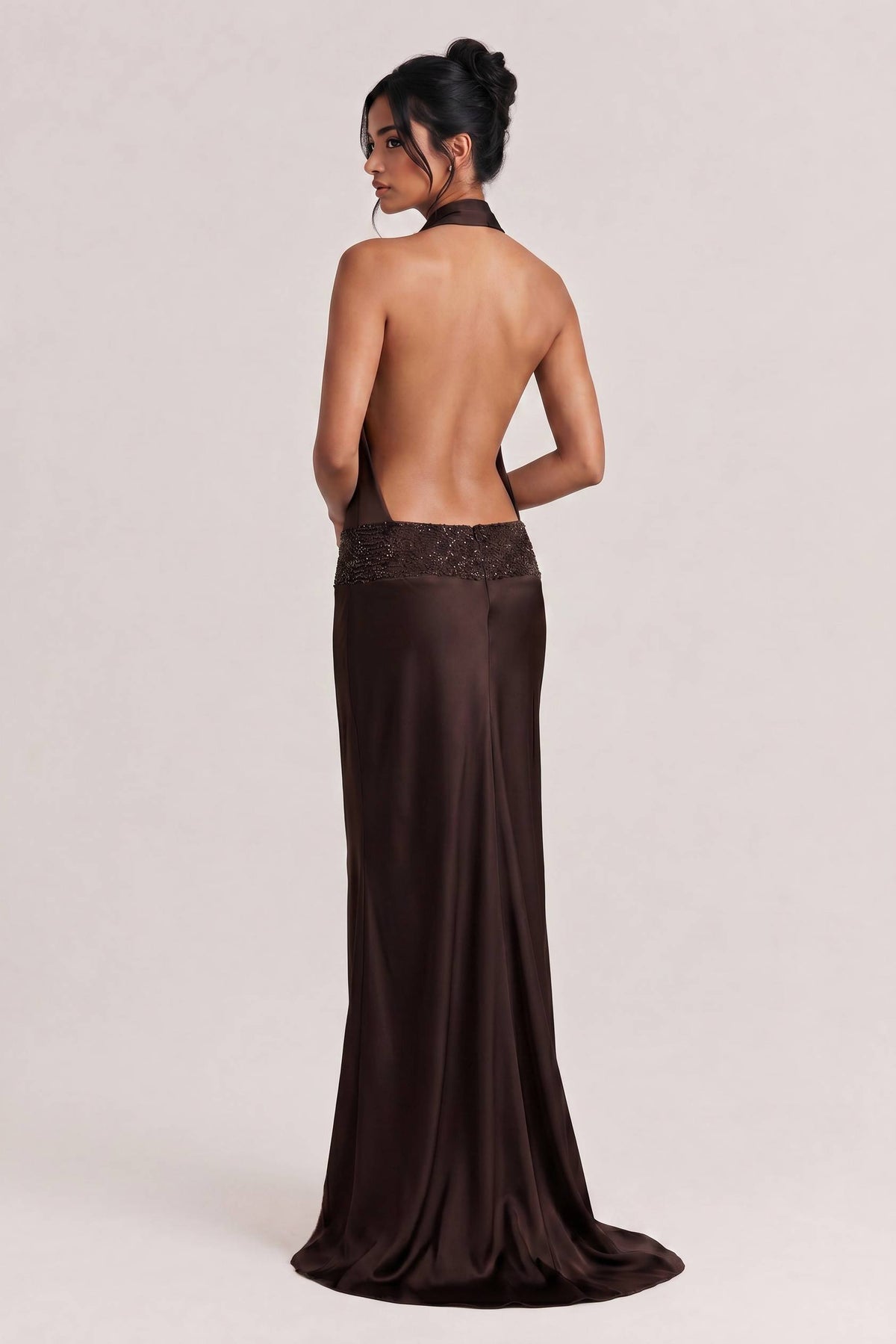 Elegant Halter Neck Sequined Maxi Dress