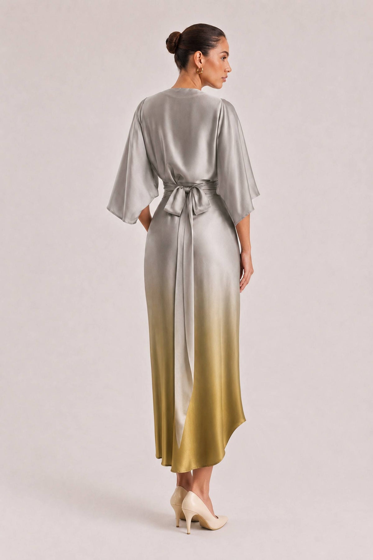 Elegant Gradient Draped Top And Pleated Long Skirt Two-piece Set