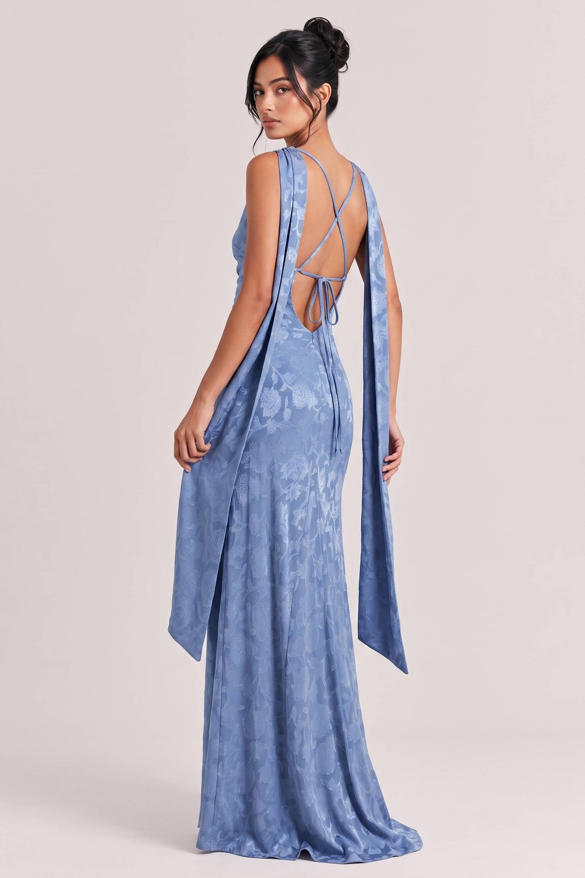 Elegant Satin Jacquard Maxi Dress