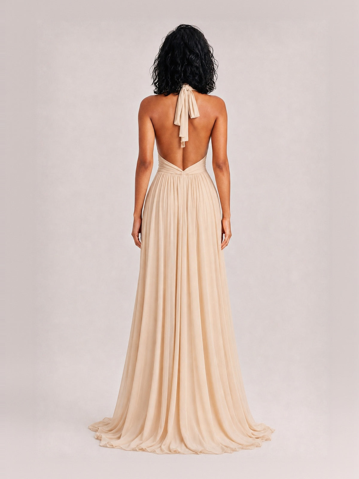 Elegant Pleated Flowing A-line Maxi Dress