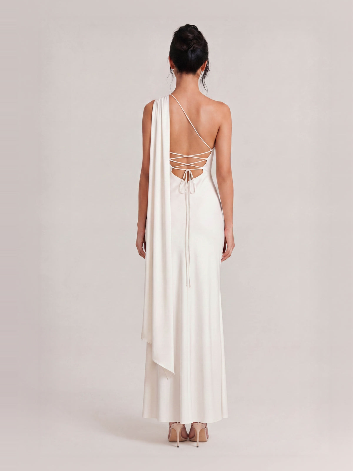 Elegant Off-shoulder Ribbon Satin Maxi Dress