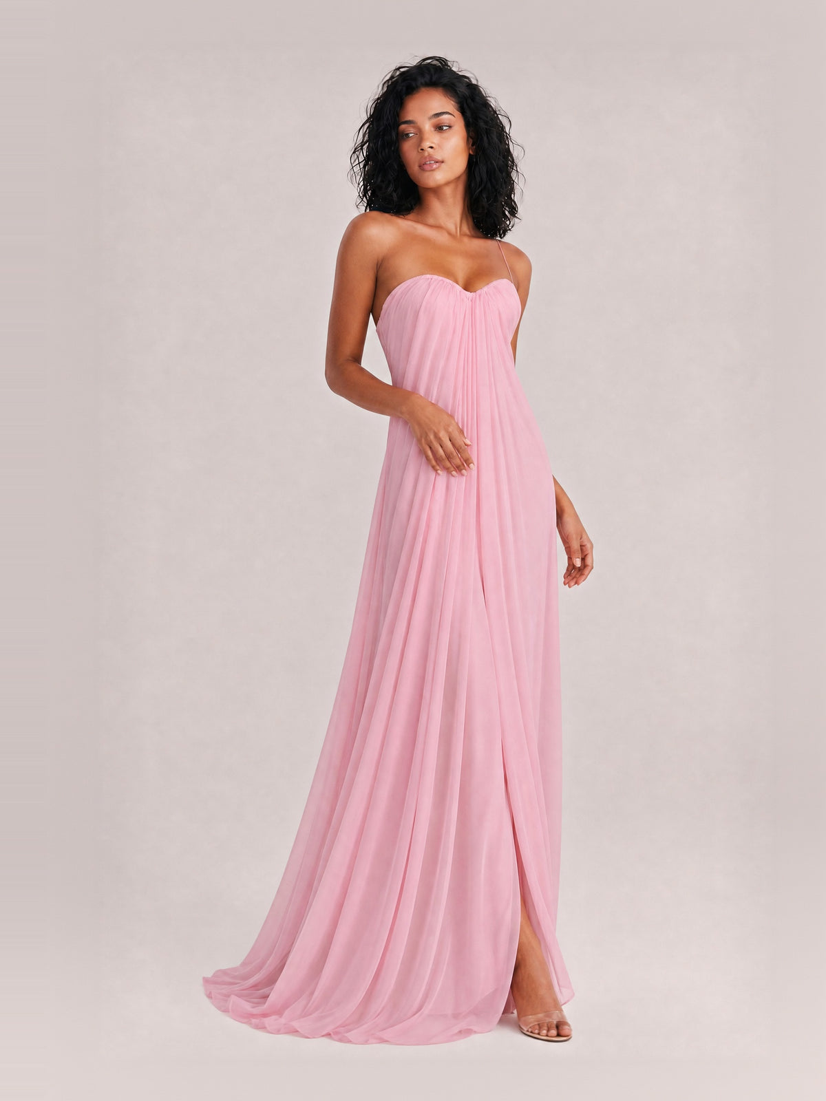 Elegant Strapless A-Line Pleated Maxi Dress