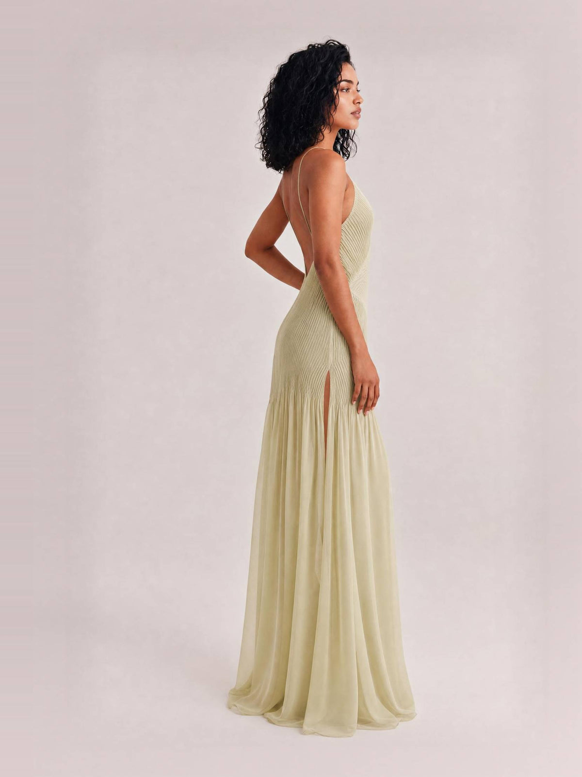 Sunset Unique Pleated Patchwork Slit Maxi Dress