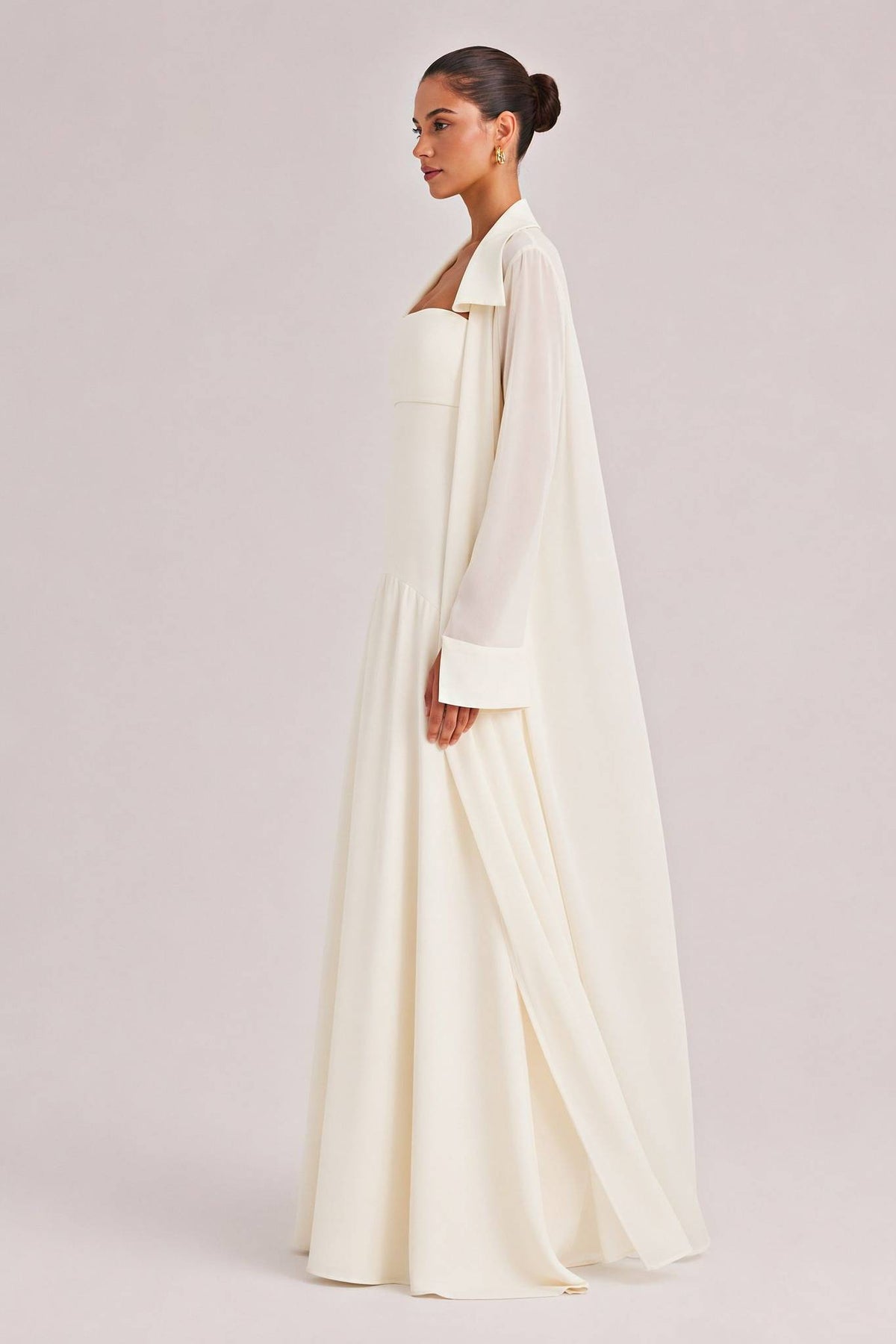 Elegant Satin Maxi Dress & Long Sheer Chiffon Cover-Up Two-Piece Set
