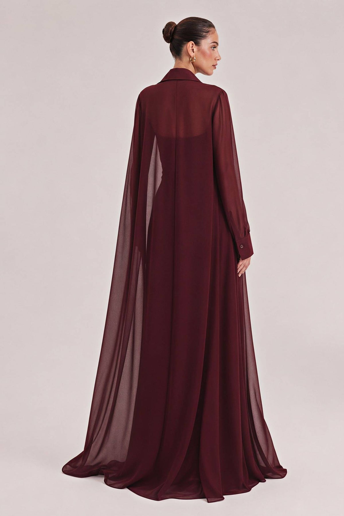 Elegant Satin Maxi Dress & Long Sheer Chiffon Cover-Up Two-Piece Set