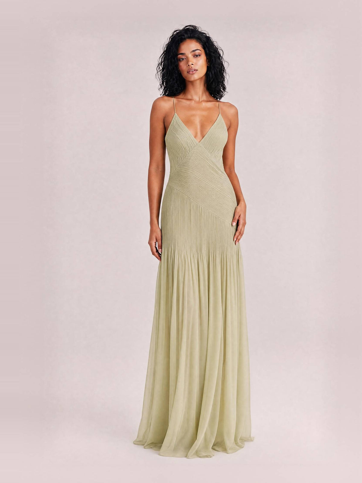 Sunset Unique Pleated Patchwork Slit Maxi Dress