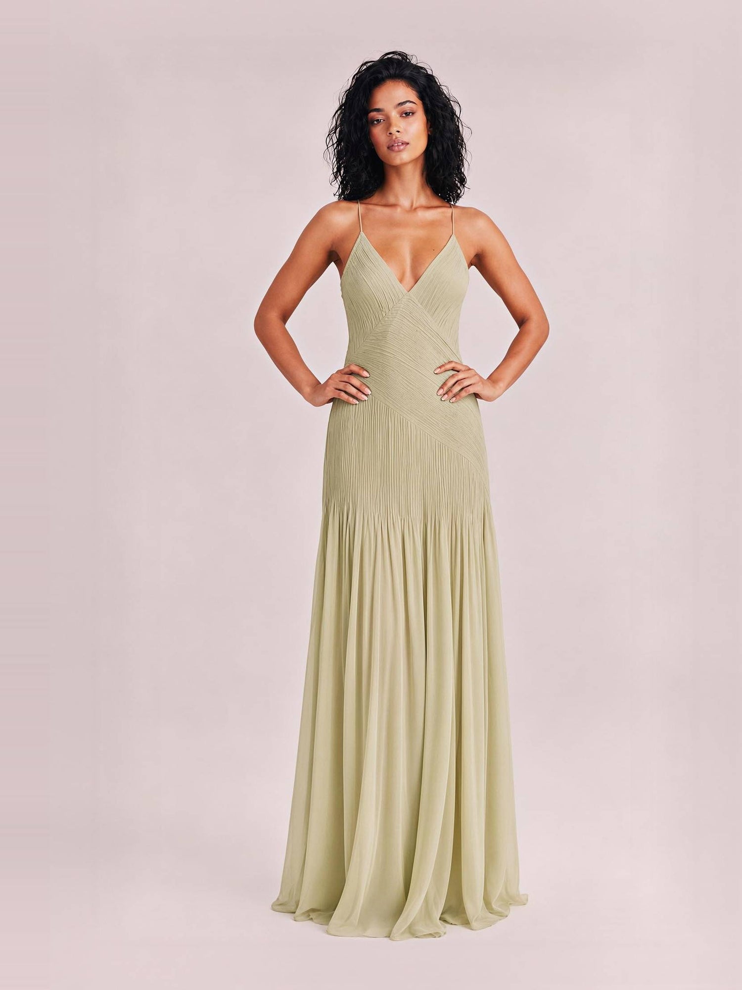 Sunset Unique Pleated Patchwork Slit Maxi Dress