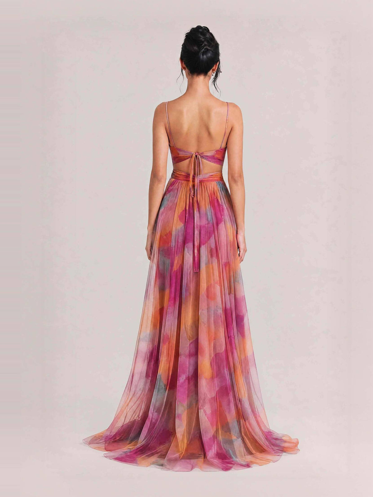 Elegant Painted Floral Print V-Neck A-Line Maxi Dress