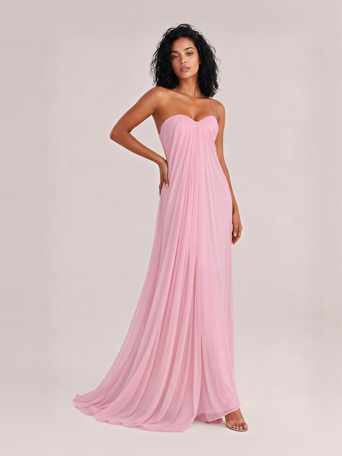 Elegant Strapless A-Line Pleated Maxi Dress