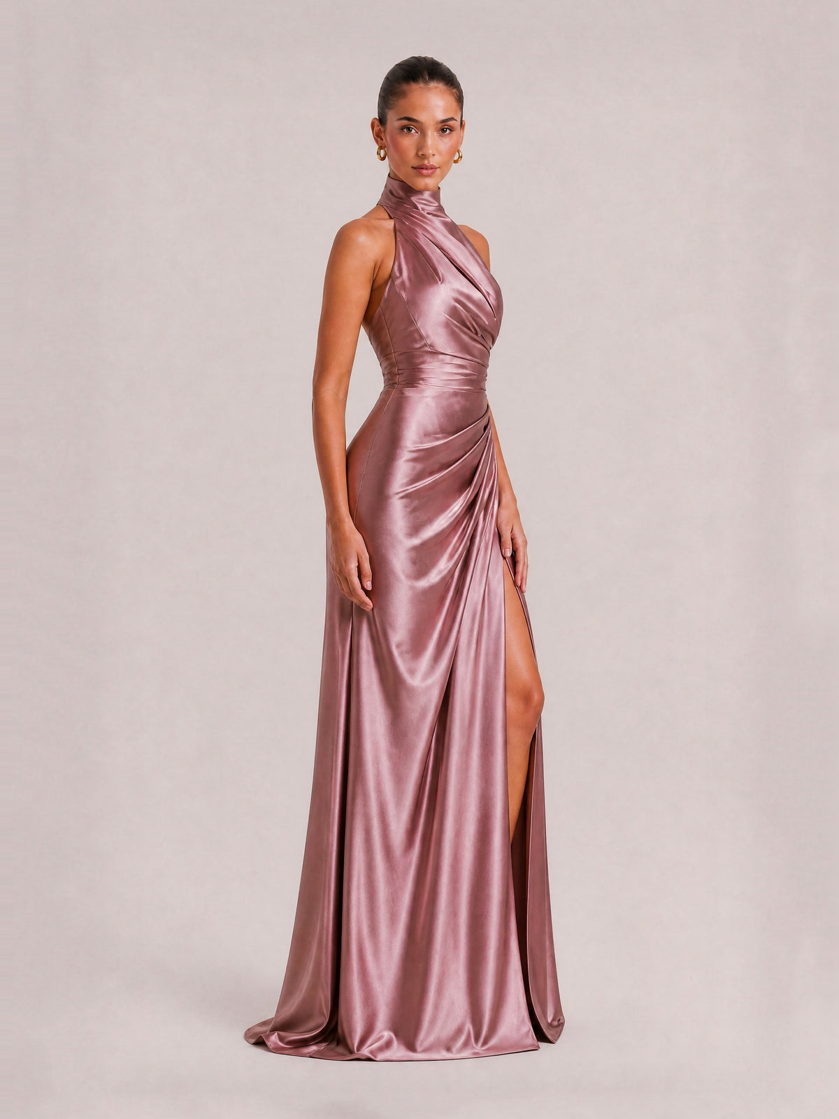 Elegant Holder Corner Sleeveless Slit Maxi Dress