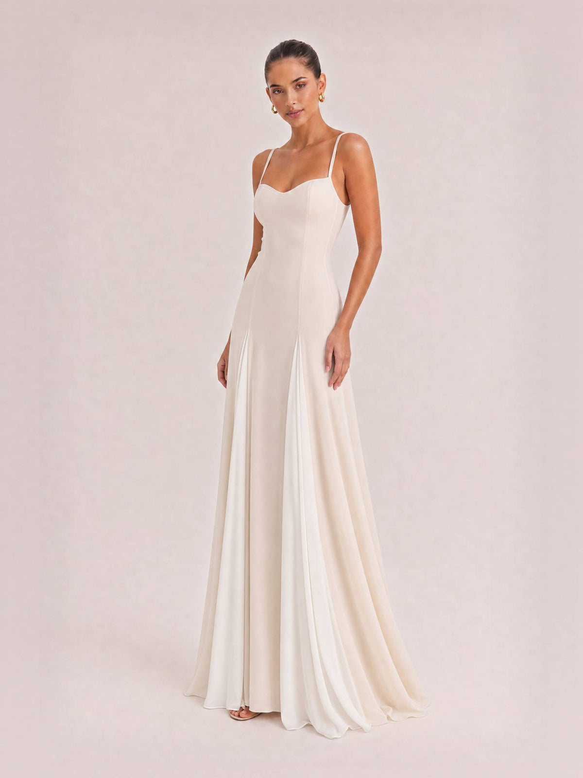 Elegance Panelled Tulle A-line Slip Maxi Dress