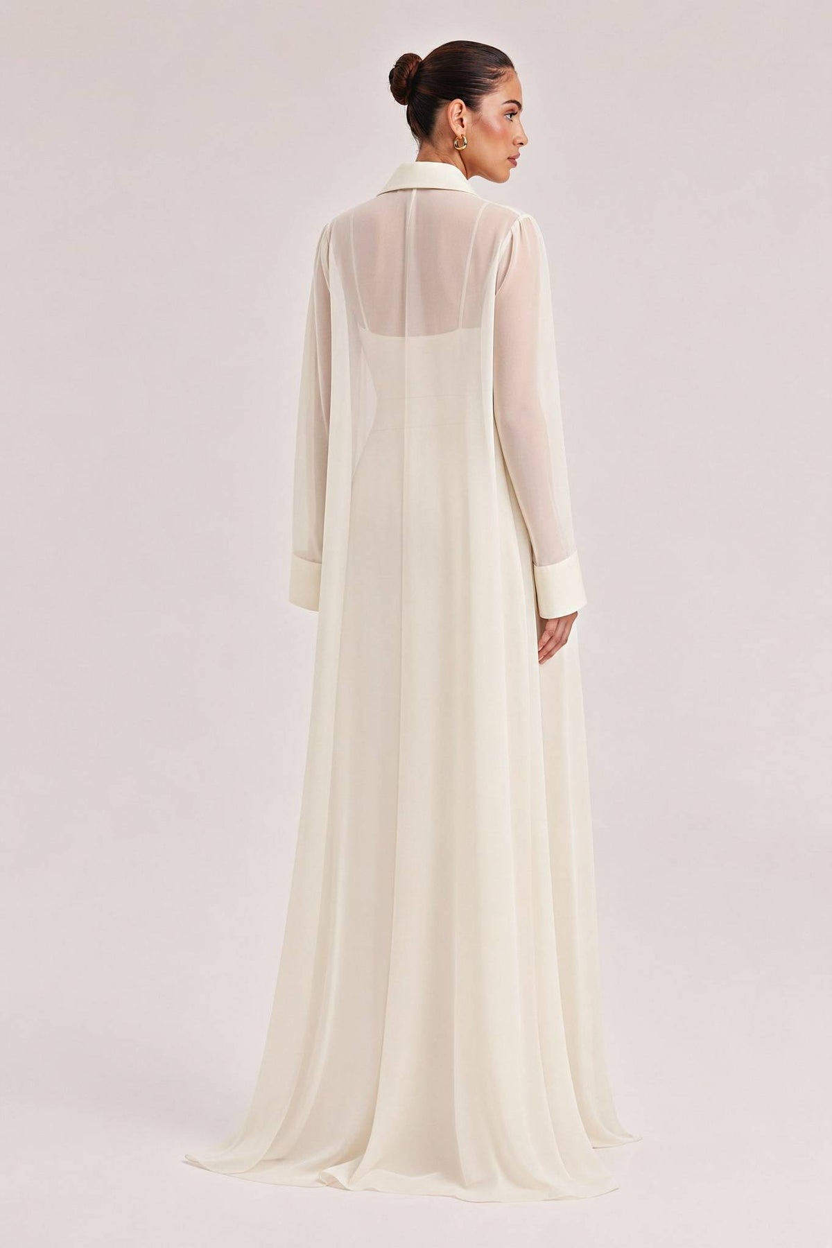 Elegant Satin Maxi Dress & Long Sheer Chiffon Cover-Up Two-Piece Set
