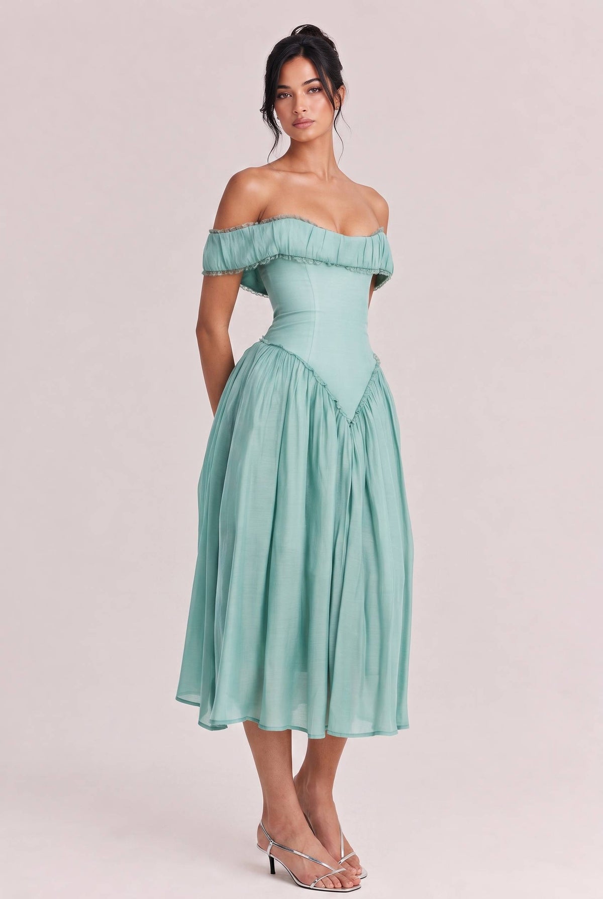 Elegant Sexy Off-the-shoulder Bodycon Midi Dress