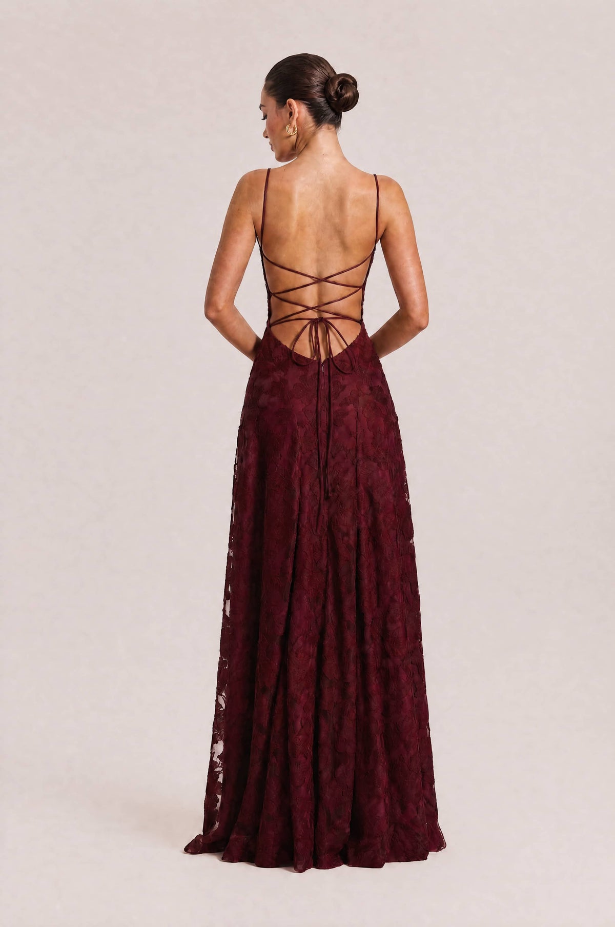 Elegant Floral Lace Spaghetti Strap Maxi Dress