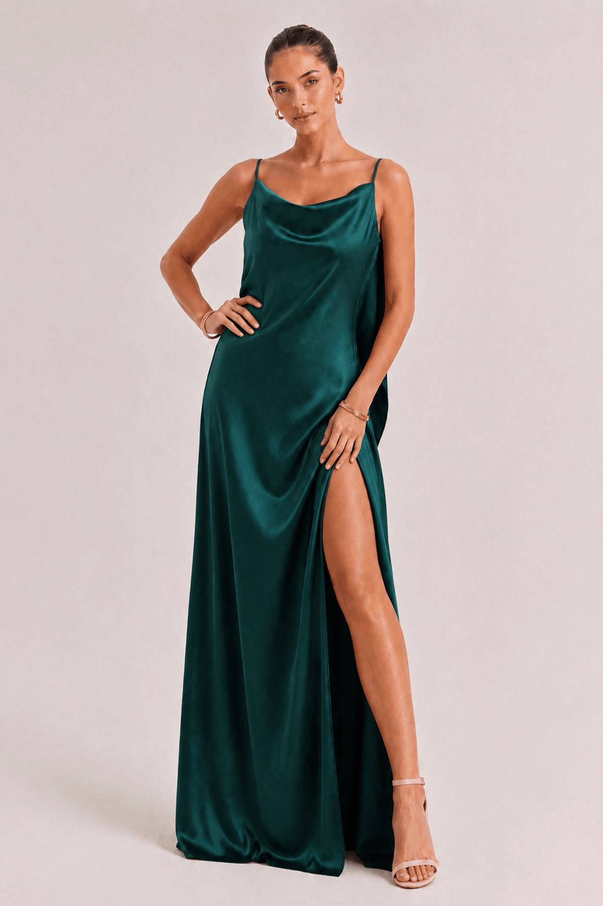Sexy Elegant Satin Side High Slit Maxi Dress