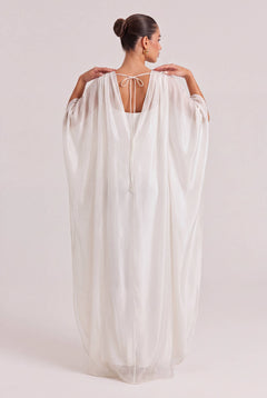 Elegant Sheer Cape Layered Maxi Dress