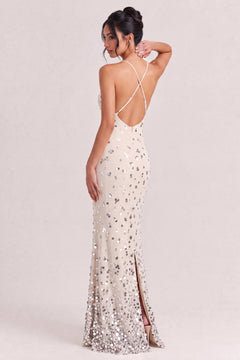 Heavy-duty Sequined Fishtail Skirt Seaside Holiday Long Linen Neck Strap Dress