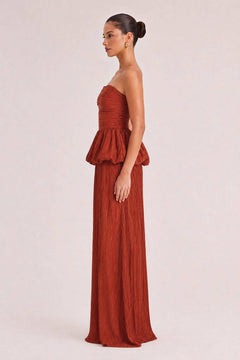 Elegant Strapless Ruched Skirt Two-Piece Set