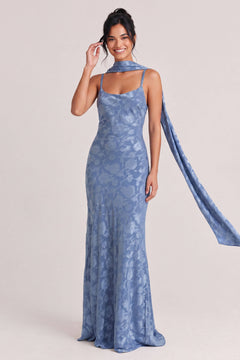 Elegant Satin Jacquard Maxi Dress