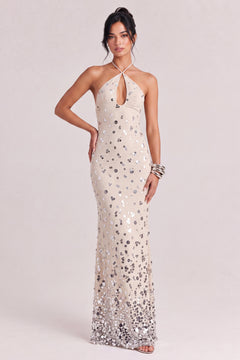 Heavy-duty Sequined Fishtail Skirt Seaside Holiday Long Linen Neck Strap Dress