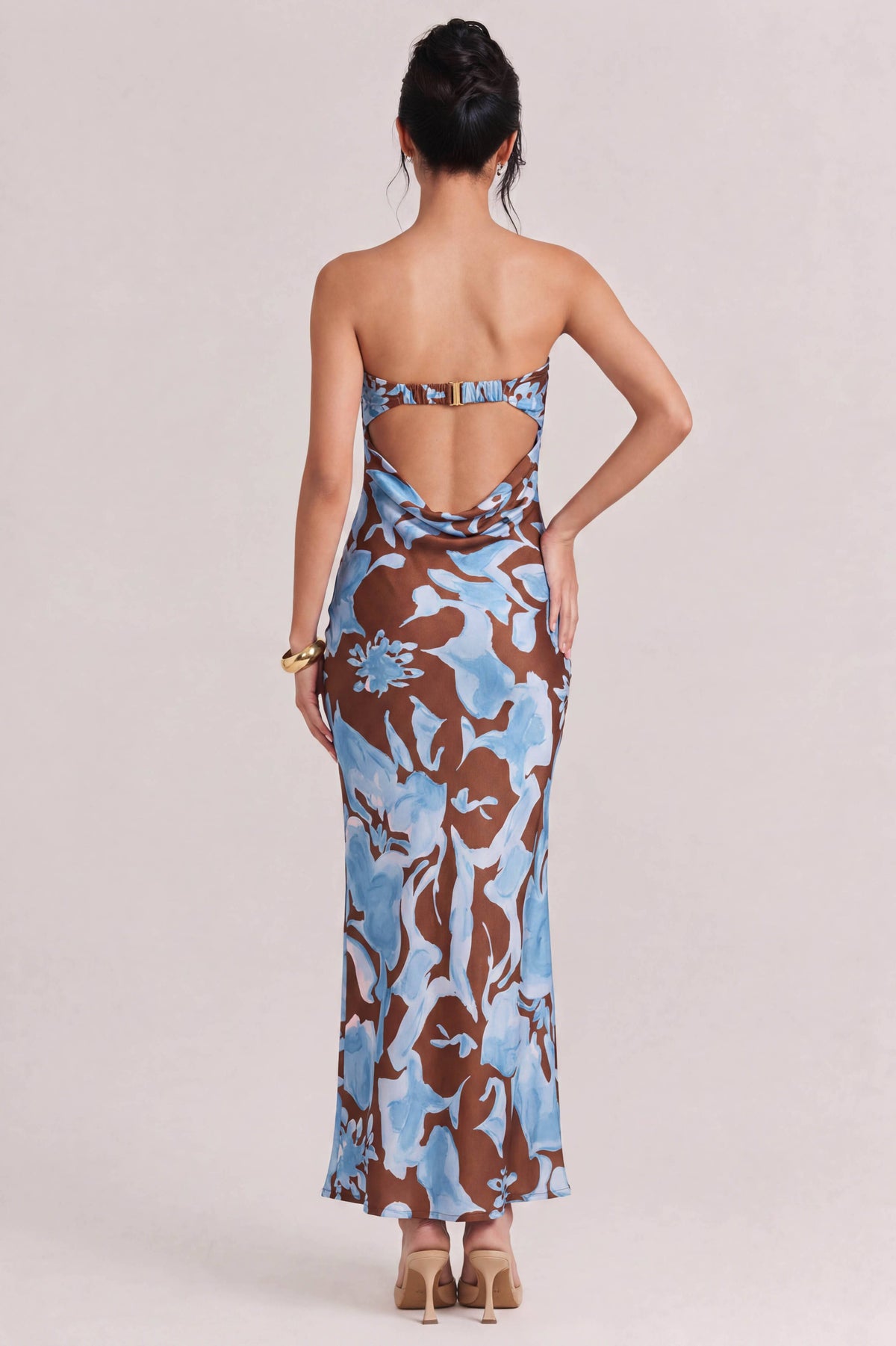 Elegant Watercolor Floral Print Maxi Dress