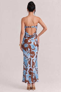 Elegant Watercolor Floral Print Maxi Dress