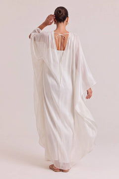 Elegant Sheer Cape Layered Maxi Dress