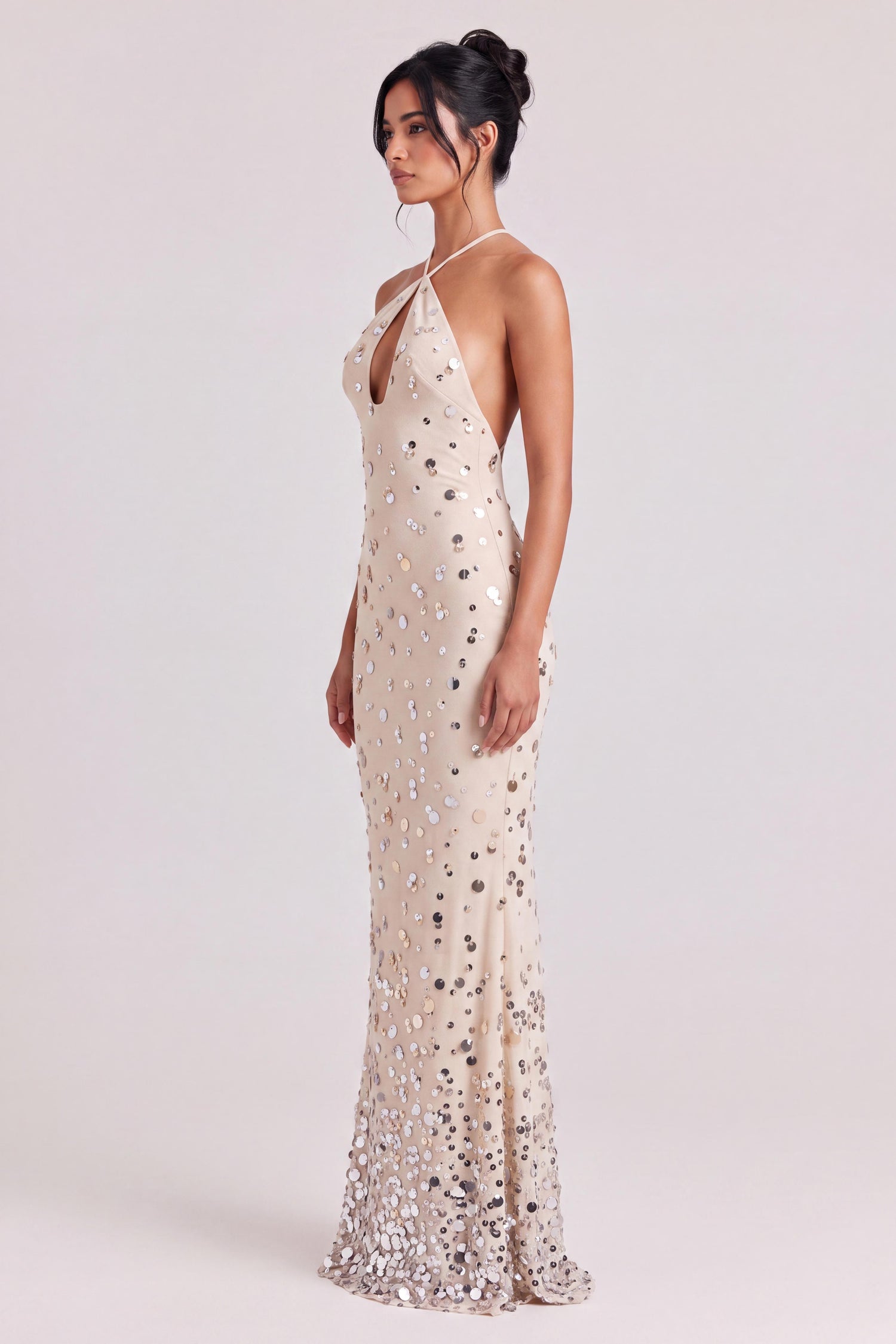 Heavy-duty Sequined Fishtail Skirt Seaside Holiday Long Linen Neck Strap Dress