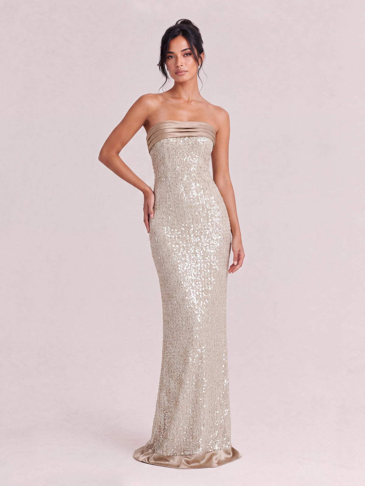 Green-shimmering Acetate Halter-neck Sheath Dress, Waist-cinched, Sexy Backless Evening Gown, Long Skirt