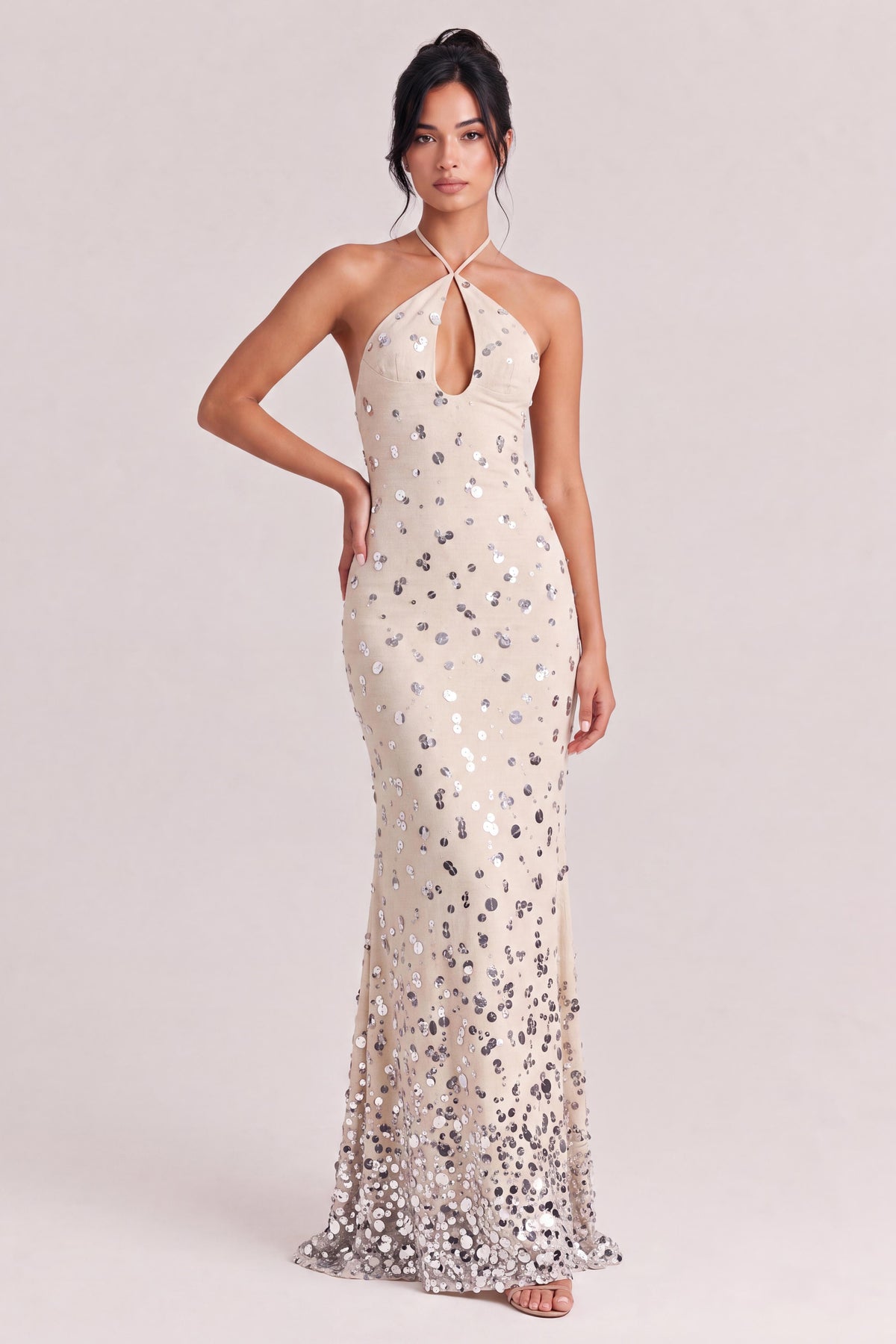 Heavy-duty Sequined Fishtail Skirt Seaside Holiday Long Linen Neck Strap Dress