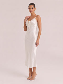 Luxurious Lace & Satin Slip Maxi Dress With Spaghetti Straps