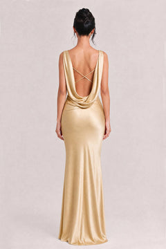 Elegant Swing Collar Backless Maxi Dress