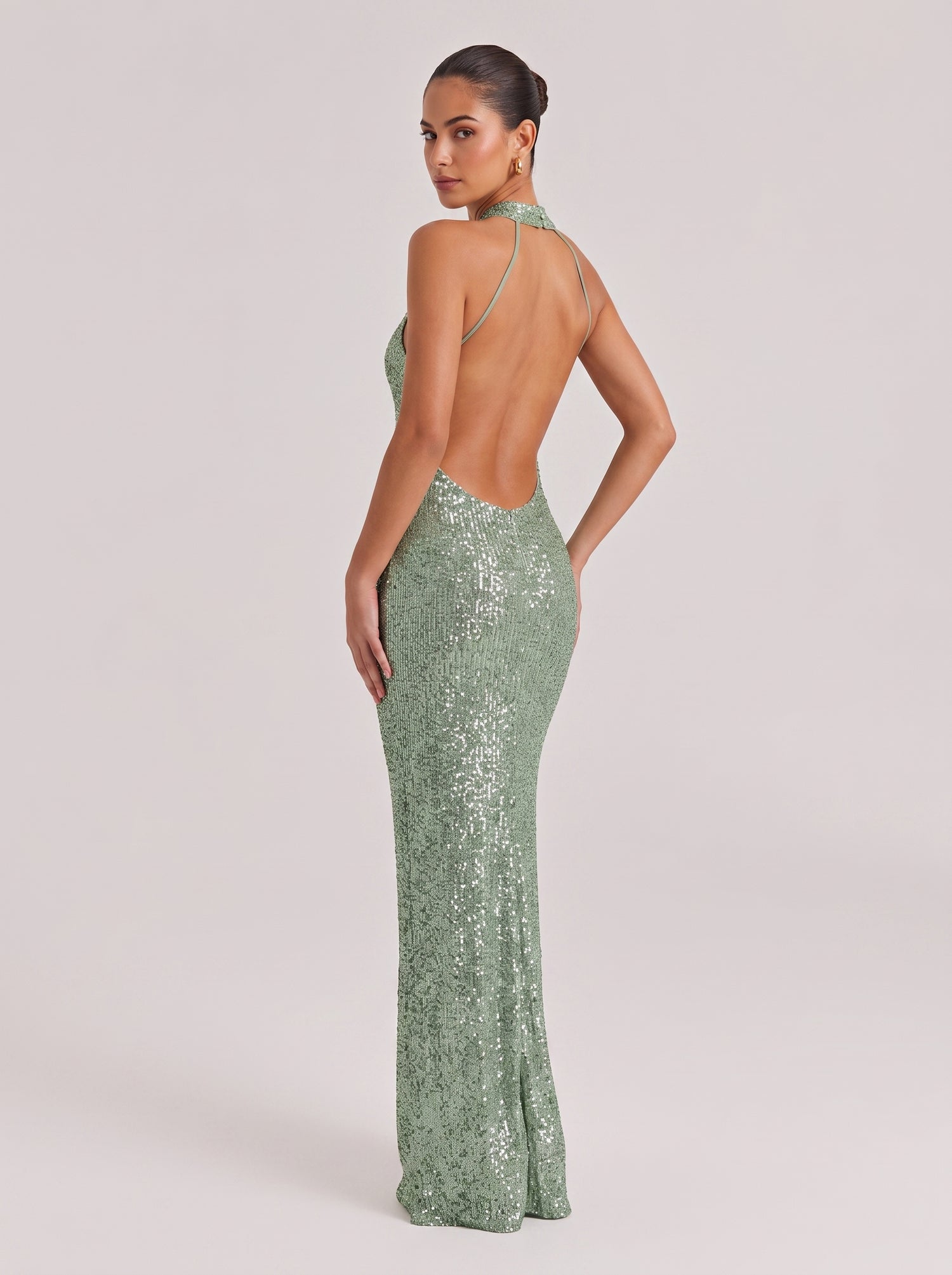 Sleeveless Sequins Slim-Fit Fishtail Long Evening Gown
