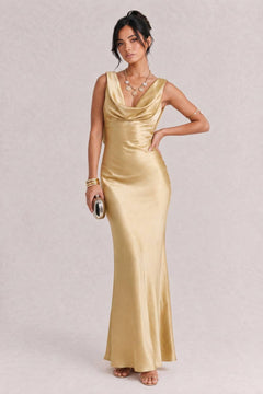 Elegant Swing Collar Backless Maxi Dress
