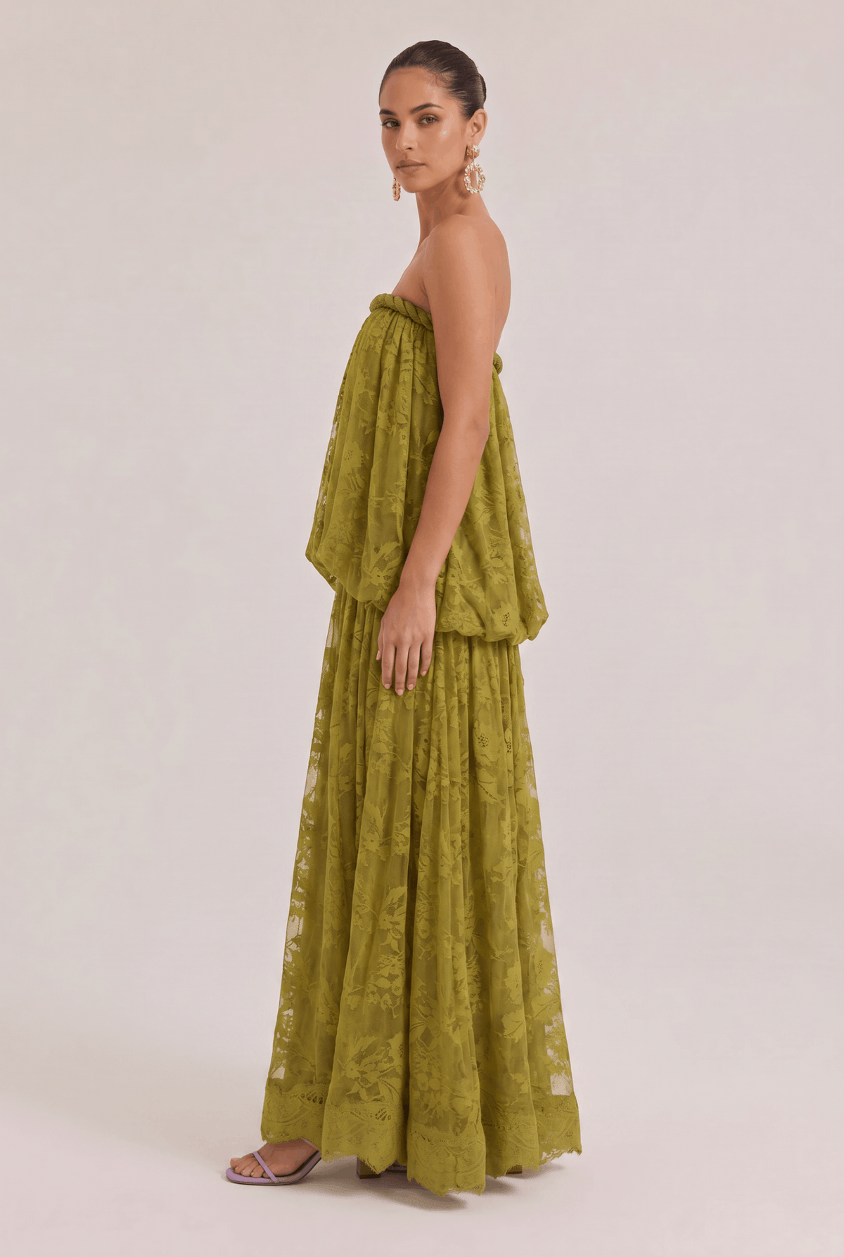 Off-shoulder Jacquard Lace Long Dress
