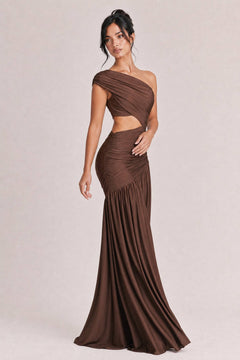 Unique Off-shoulder Waist Hollow Maxi Dress