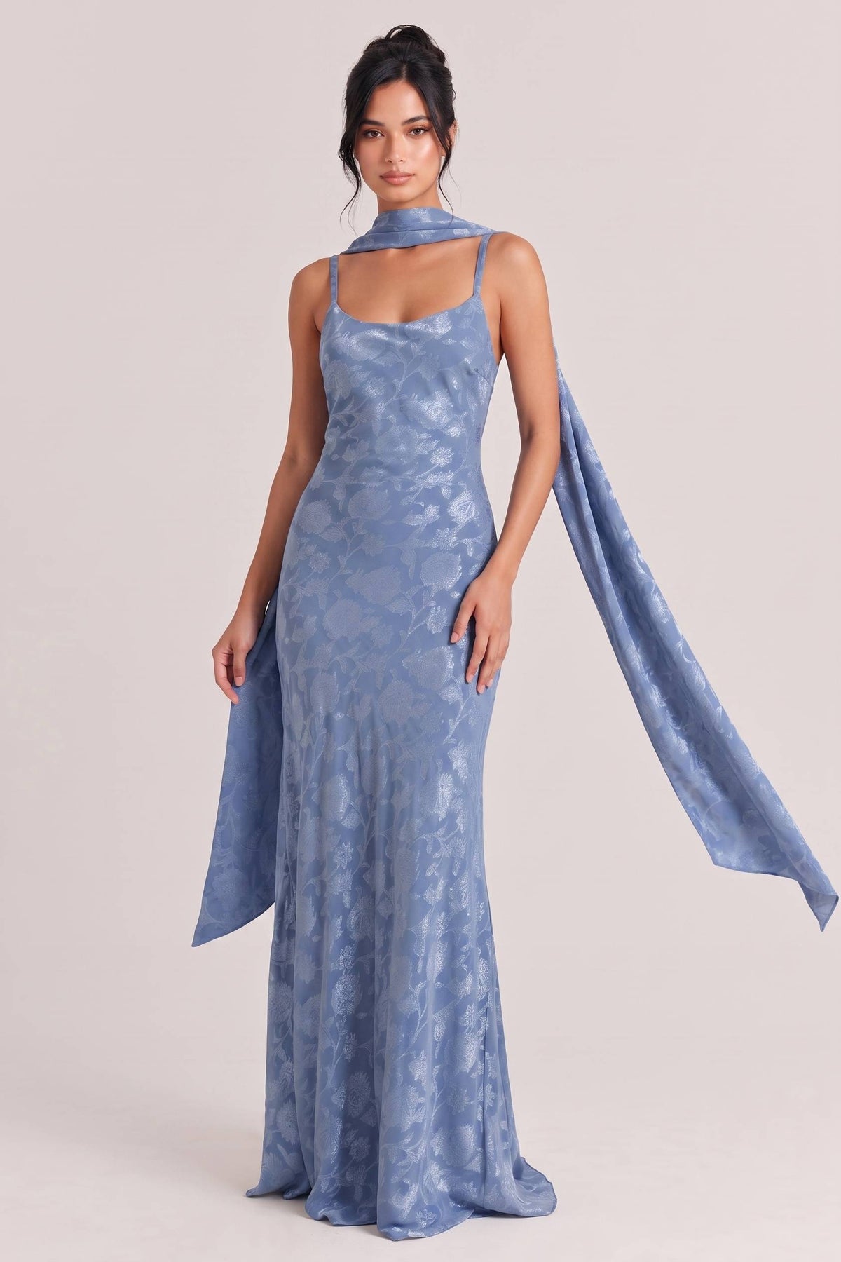 Elegant Satin Jacquard Maxi Dress
