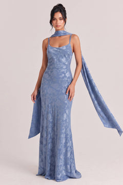 Elegant Satin Jacquard Maxi Dress