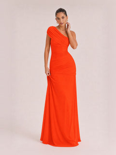 Elegance Effortless  Mesh Off Shoulder Ruched Stretch Maxi Dress