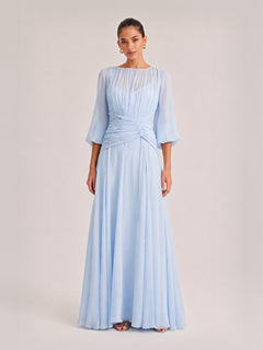 Elegant High Neck Balloon Sleeve Maxi Dress