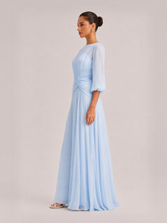 Elegant High Neck Balloon Sleeve Maxi Dress