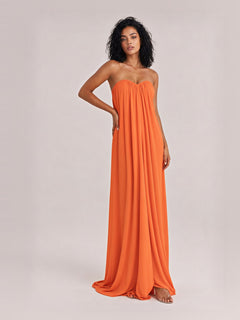 Elegant Strapless A-Line Pleated Maxi Dress
