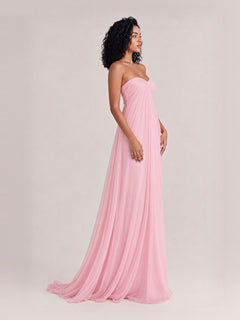 Elegant Strapless A-Line Pleated Maxi Dress