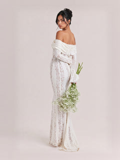 Elegant One Shoulder Lace Fishtail Maxi Dress